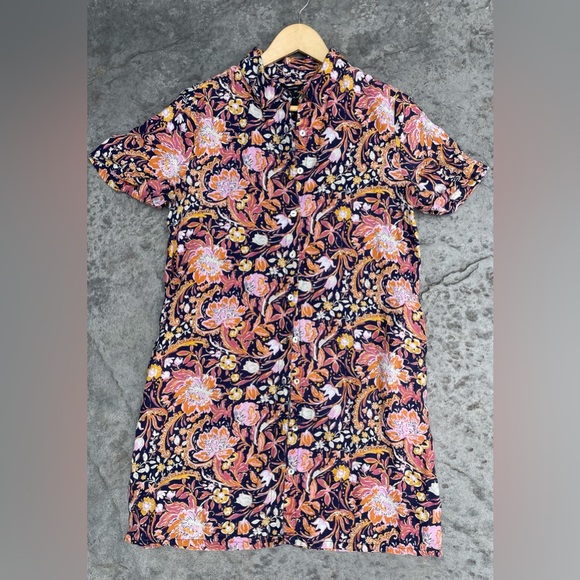 tahari 100% linen Floral Button-Up Dress - Picture 7 of 7